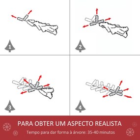 Árvore de Natal Ø105x210cm Neve Artificial com 784 Pontas de Ramos Ignífugos e Suporte de Aço Decoração de Natal para Interiores Verde e Branco