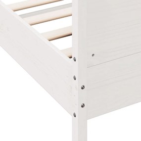 Cama sem colchão 140x190 cm madeira de pinho maciça branco