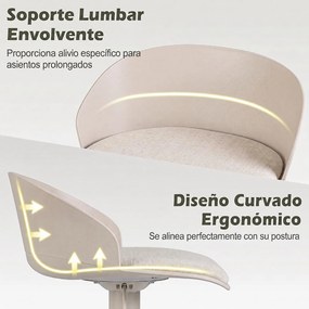 Conjunto de 2 Bancos de Bar Giratórios, 42 x 42 x 75-96,5 cm (MESA NÃO INCLUIDA), Altura Ajustável, Bege