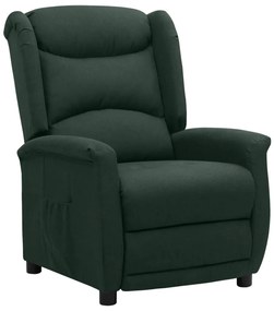 vidaXL Poltrona reclinável tecido verde-escuro