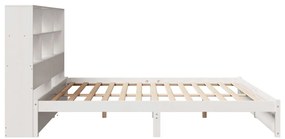 Cama com estante sem colchão 180x200 cm pinho maciço branco