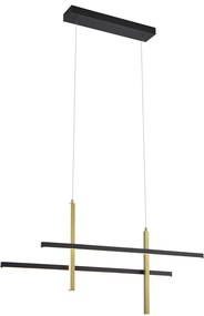 Candeeiro Pendente de Design Preto com Dourado Inclui LED Regulável em 3 Passos - Joy