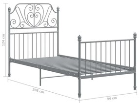 Estrutura de cama 90x200 cm metal cinzento