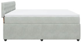 Cama com molas/colchão 200x200 cm veludo cinzento-claro