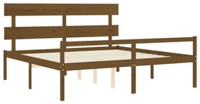 Cama para idosos c/ cabeceira 200x200 cm madeira castanho-mel