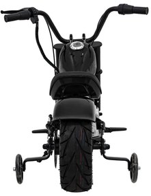 Mota elétrica infantil de 24V Chopper Warrior pneus pneumáticos e assento em pele sintética Preta