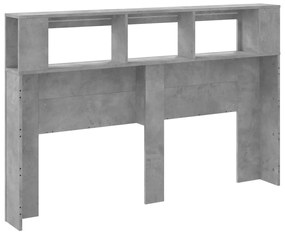 Cabeceira c/ LEDs 160x18,5x103,5 cm cinzento-cimento