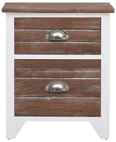 Mesa de cabeceira com 2 gavetas 2 pcs castanho e branco