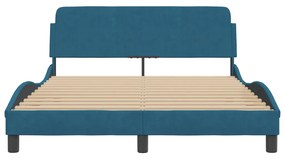 Estrutura de cama c/ cabeceira 120x200 cm veludo azul