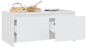 Mesa de Centro com 2 Gavetas - Branco - Design Nórdico