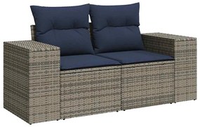 8 pcs conjunto sofás jardim almofadões vime PE/acácia cinzento