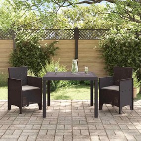 Conjunto de Jantar no Jardim 3 pcs Castanho 100 x 100 x 73 cm
