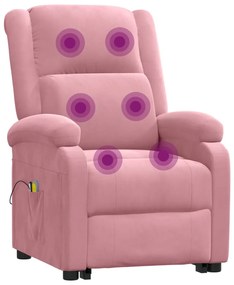 Poltrona de massagens elevatória veludo rosa