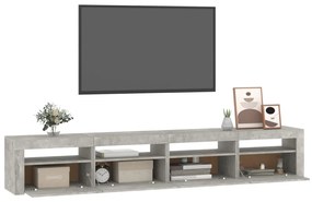 Móvel de TV com luzes LED 240x35x40 cm cinzento cimento