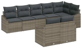 Conjunto de Sofás de Jardim com 8 Peças e Almofadas Cinza em Rattan