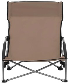 Cadeiras de praia dobráveis 2 pcs tecido cinzento-acastanhado
