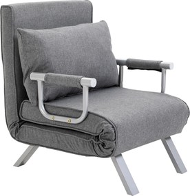 Poltrona com aquecimento, sofá-cama conversível de 1 lugar e com capa removível cinzento claro