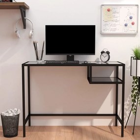 331623 vidaXL Mesa de computador vidro temperado 100x36x74 cm mármore preto