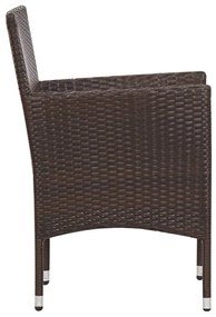 4 pcs conjunto lounge jardim c/ almofadões vime PE castanho