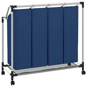 Separador de roupa suja com 4 sacos aço azul