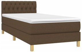 Cama com molas/colchão 90x200 cm tecido castanho-escuro