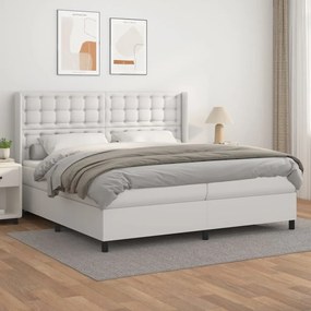 vidaXL Cama com molas/colchão 200x200 cm couro artificial branco