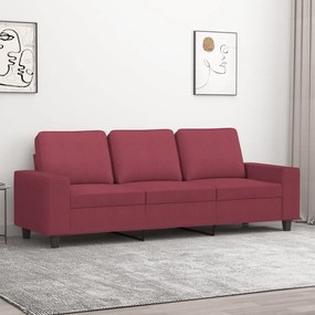 Sofá de 3 lugares tecido 180 cm vermelho tinto