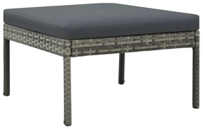 3 pcs conjunto lounge de jardim c/ almofadões vime PE cinzento