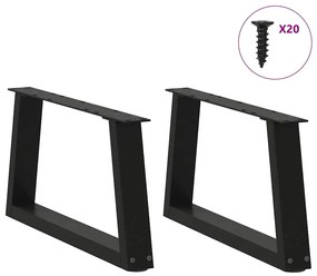 Pés para mesa de centro em V 2 peças preto 50x(30-31,3) cm aço