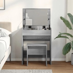Toucador e banco 60x40x113,5 cm cinzento sonoma