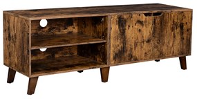 Móvel de TV VASAGLE para TVs de até 60 polegadas, suporte de TV com 2 portas, prateleiras ajustáveis, mesa de TV, para sala de estar, sala de jantar, quarto, marrom rústico LTV027X01