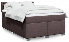 vidaXL Cama com molas/colchão 140x200 cm tecido castanho-escuro