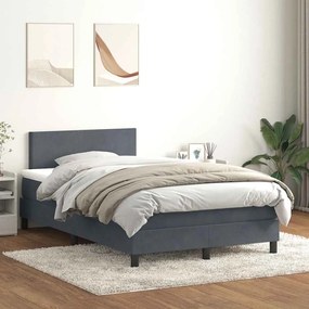 Cama boxspring com colchão 120x220 cm veludo cinzento-escuro