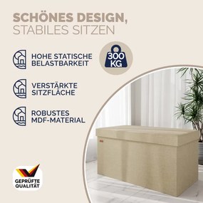 Banco dobrável em MDF com espaço de arrumação 76 x 38 x 38 cm Bege