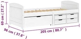 Sofá-cama com 5 gavetas 90x200 cm madeira de pinho maciça IRUN