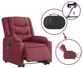 Poltrona elevatória de massagens elétrica tecido vermelho tinto