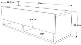 Móvel de TV de Parede "Avalon" - Pinho Atlântico e Branco - 100x29x32