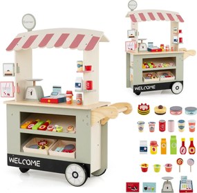 Banca de comida e guloseimas para crianças 75 cm x 30 cm x 100 cm a partir dos 3 anos Carrinho com máquina POS Estante para bebida Verde