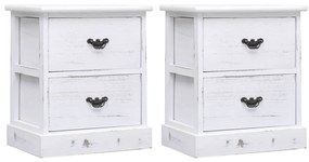 vidaXL Mesas de cabeceira 38x28x45 cm 2pcs madeira de paulownia branco