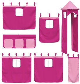 Beliche com escorrega e cortinas 90x190 cm rosa