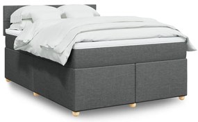 vidaXL Cama com molas/colchão 140x190 cm tecido cinzento-escuro