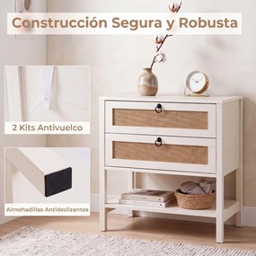 Mesa de Cabeceira, 68 x 40 x 65 cm, Duas Gavetas e Estante Aberta, Branco
