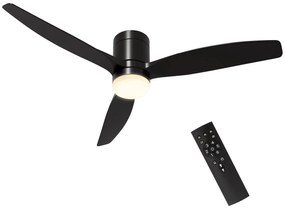 HOMCOM Ventoinha de Teto com Luz 46W Ø132 cm com 3 Lâminas Reversíveis Controlo Remoto 6 Velocidades e Temporizador Preto