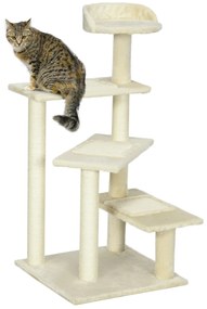 PawHut Árvore para gato Poste para arranhar com cama de plataforma e cobertor de sisal de veludo bege - 50x50x100cm