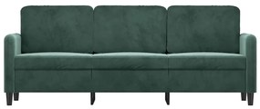 Sofá de 3 lugares 180 cm veludo verde-escuro