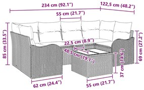 Conjunto de Sofá de Jardim vidaXL com 7 Peças e Cushions Rattan Sintét