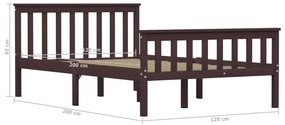Estrutura de cama 120x200 cm pinho maciço castanho-escuro