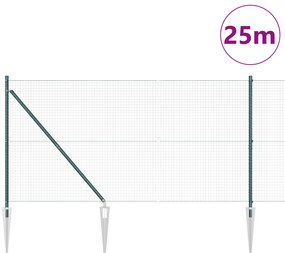 Cerca de Fio Soldado com 13 Postes de Estaca Verde 1,2x25 m Aço