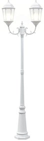 Poste de Luz de Jardim com 2 Lâmpadas E27 Branco 235 cm Alumínio