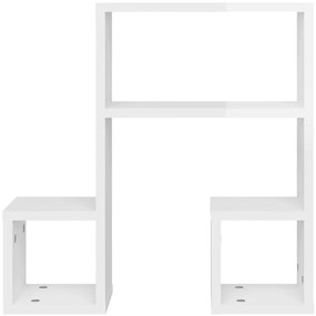 Estantes de parede 2 pcs derivados de madeira branco brilhante
